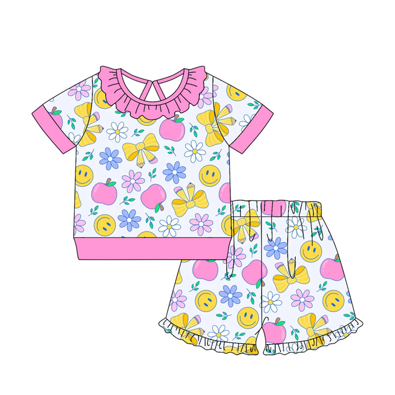 preorder GSSO3523 Back To School Pen Short Sleeve Shorts Girls Set