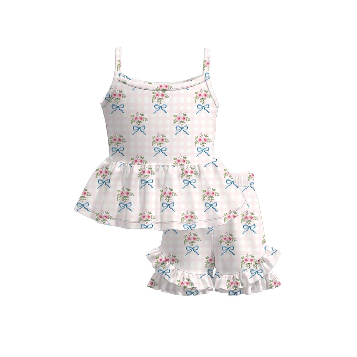 preorder GSSO3533 Flowers Bows Summer Girls Set