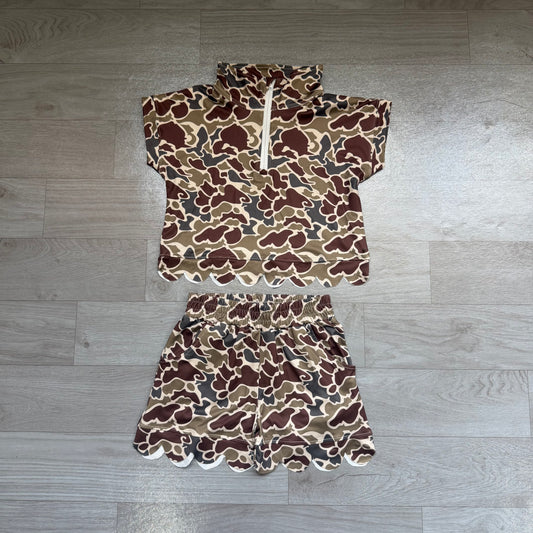 preorder Samples GSSO3569 Scallop Camo Short Sleeve Shorts Girls Set