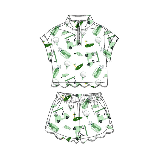 preorder GSSO3570 Scallop Golf Short Sleeve Shorts Girls Set