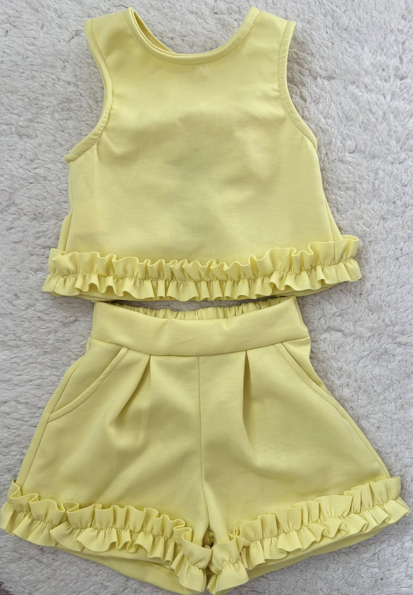 preorder GSSO3640 Yellow Sleeveless Shorts Girls Set