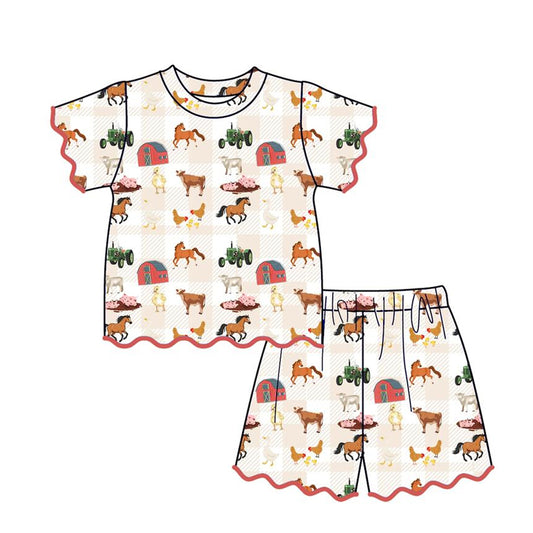 preorder GSSO3645 Scallop Farm Short Sleeve Shorts Girls Set