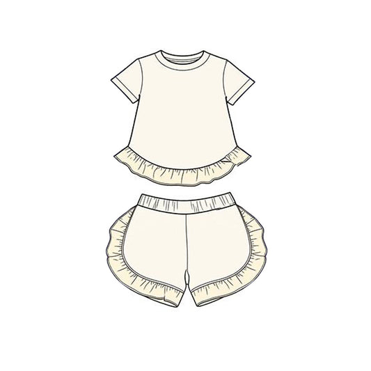 preorder GSSO3651 White Short Sleeve Shorts Girls Set