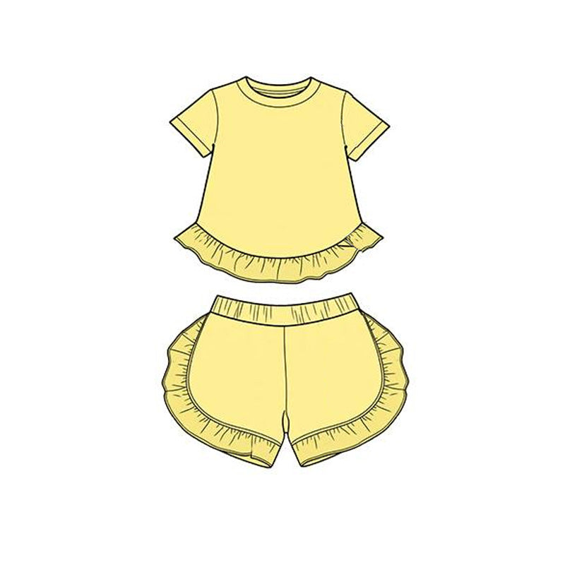 preorder GSSO3652 Yellow Short Sleeve Shorts Girls Set