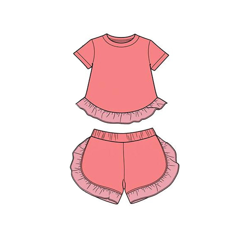 preorder GSSO3653 Pink Short Sleeve Shorts Girls Set