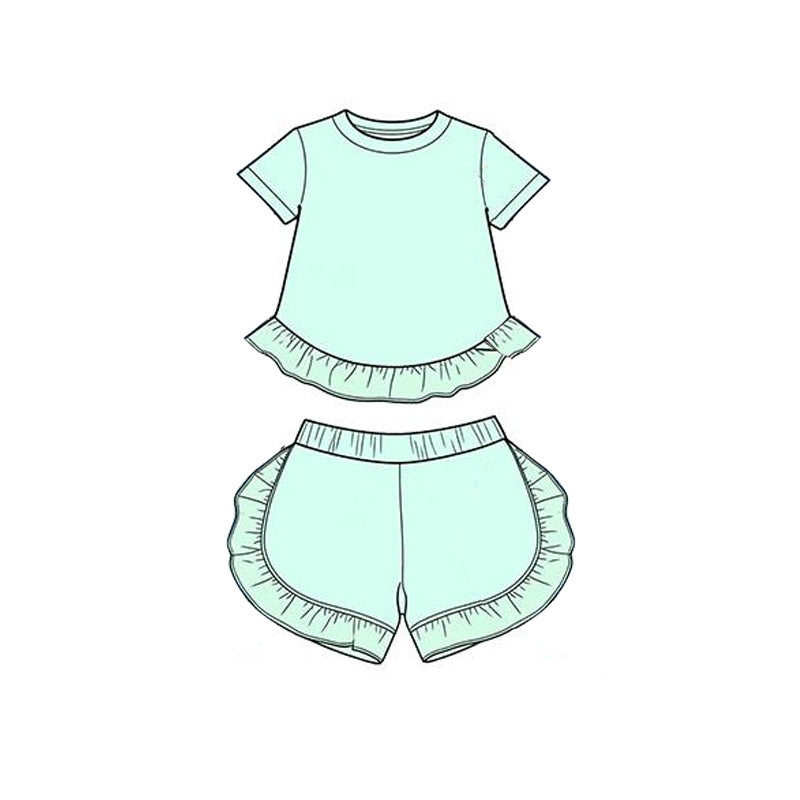 preorder GSSO3655 Blue Short Sleeve Shorts Girls Set