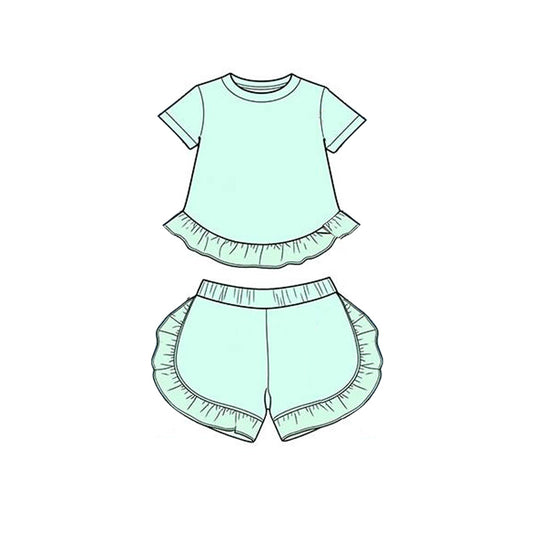 preorder GSSO3655 Blue Short Sleeve Shorts Girls Set