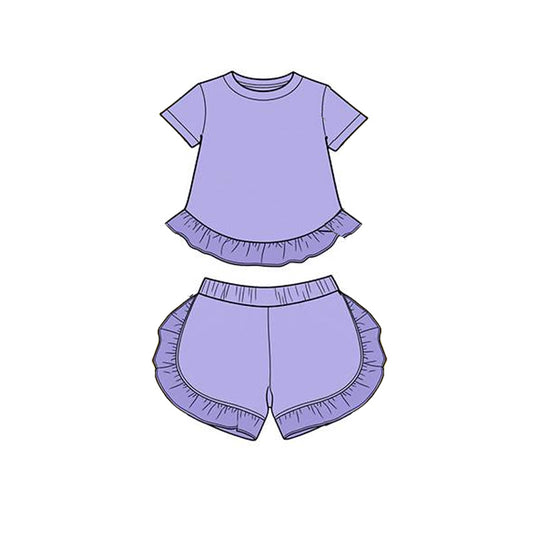 preorder GSSO3656 Purple Short Sleeve Shorts Girls Set