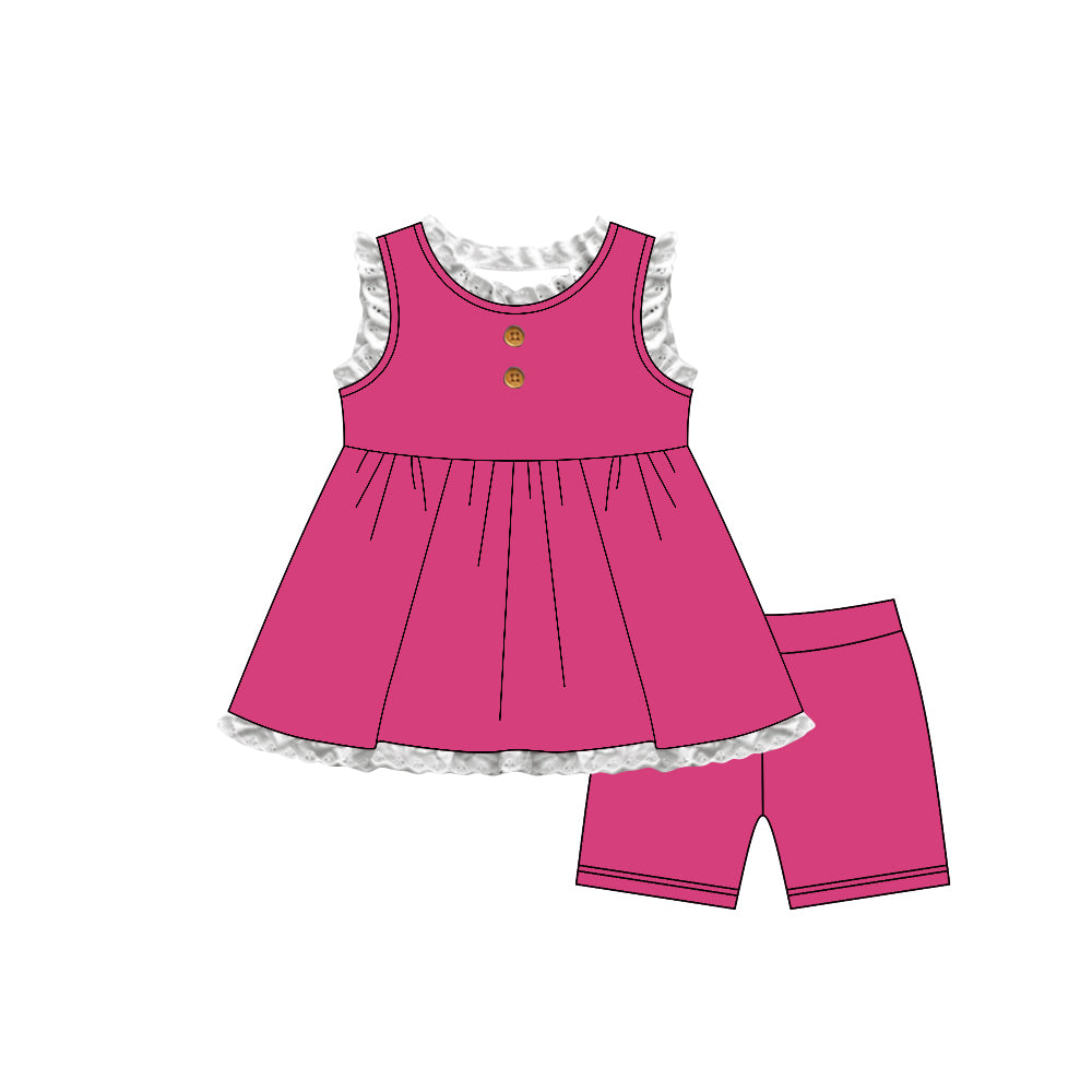 preorder GSSO3684 Hot Pink Sleeveless Shorts Girls Set
