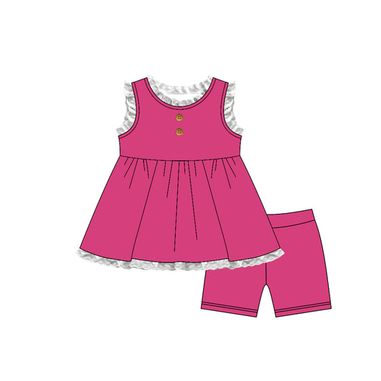 preorder GSSO3684 Hot Pink Sleeveless Shorts Girls Set