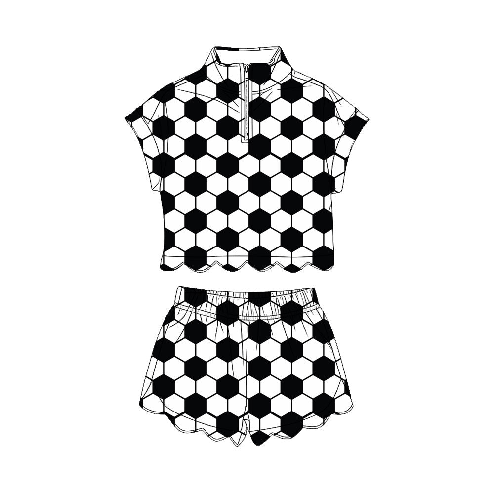 preorder GSSO3755 Black Bows Zipper Short Sleeve Shorts Girls Set