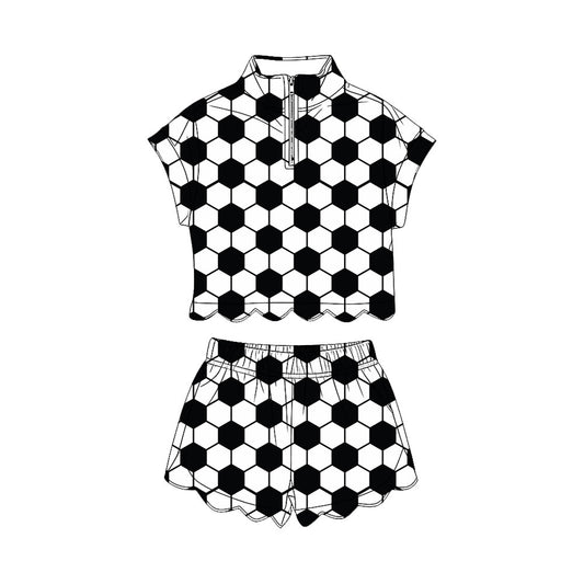 preorder GSSO3755 Black Bows Zipper Short Sleeve Shorts Girls Set