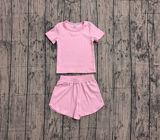 preorder GSSO3761 Samples Pink Short Sleeve Shorts Girls Set