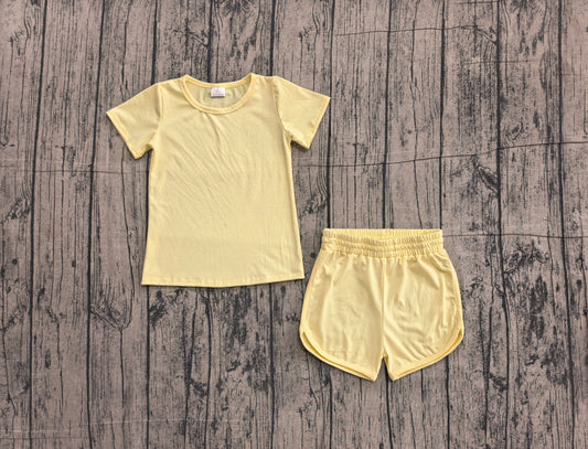 preorder GSSO3763 Samples Yellow Short Sleeve Shorts Girls Set