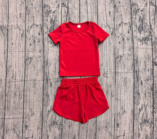 preorder GSSO3765 Samples Red Short Sleeve Shorts Girls Set