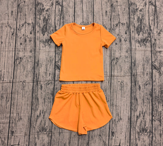 preorder GSSO3766 Samples Orange Short Sleeve Shorts Girls Set
