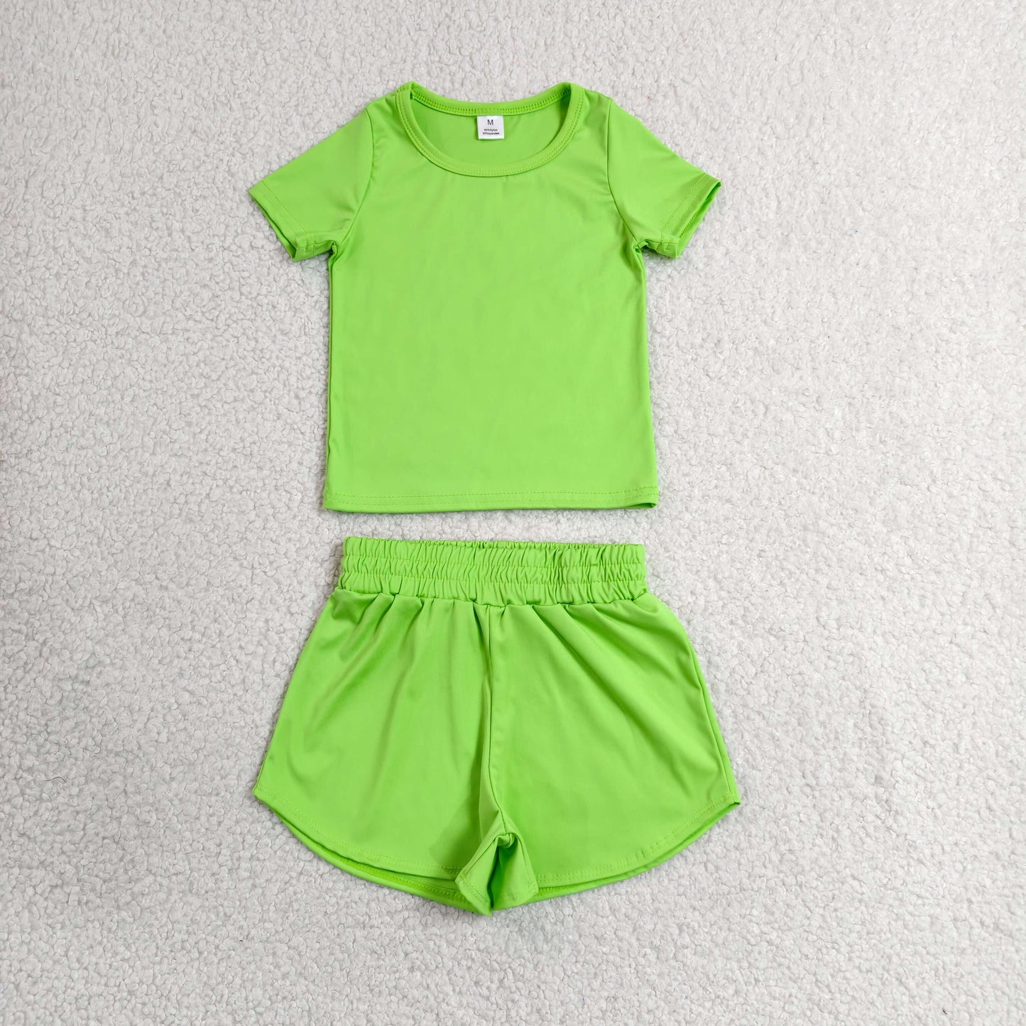GSSO3767 Yoga Mint Green Short Sleeve Shorts Girls Set