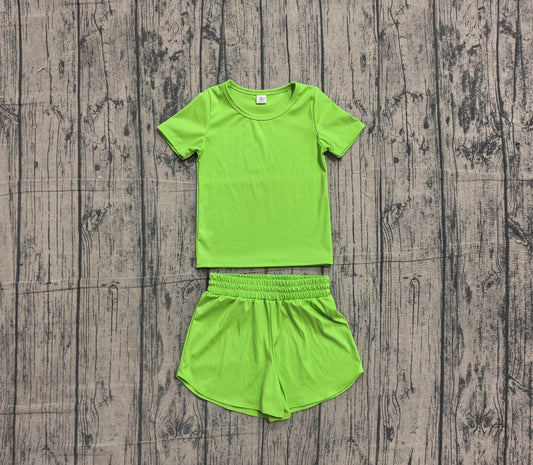 preorder GSSO3767 Samples Mint Green Short Sleeve Shorts Girls Set