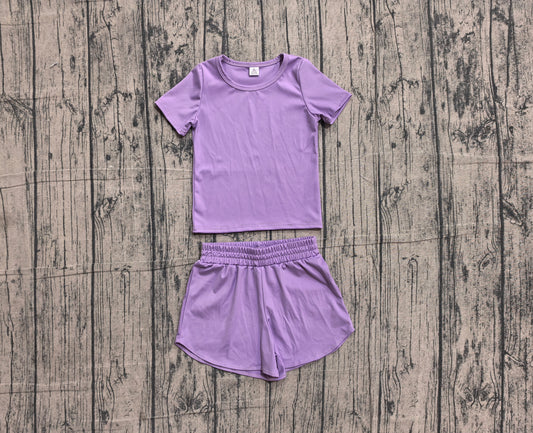 preorder GSSO3769 Samples Purple Short Sleeve Shorts Girls Set
