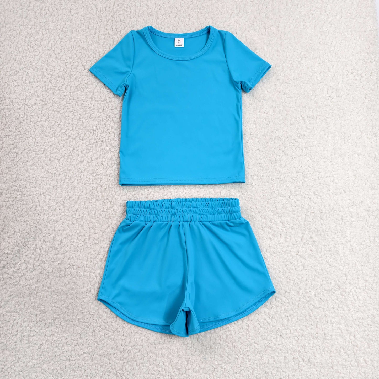 GSSO3770 Yoga Blue Short Sleeve Shorts Girls Set