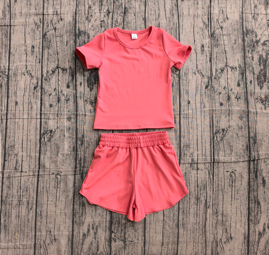preorder GSSO3772 Samples Watermelon Red Short Sleeve Shorts Girls Set