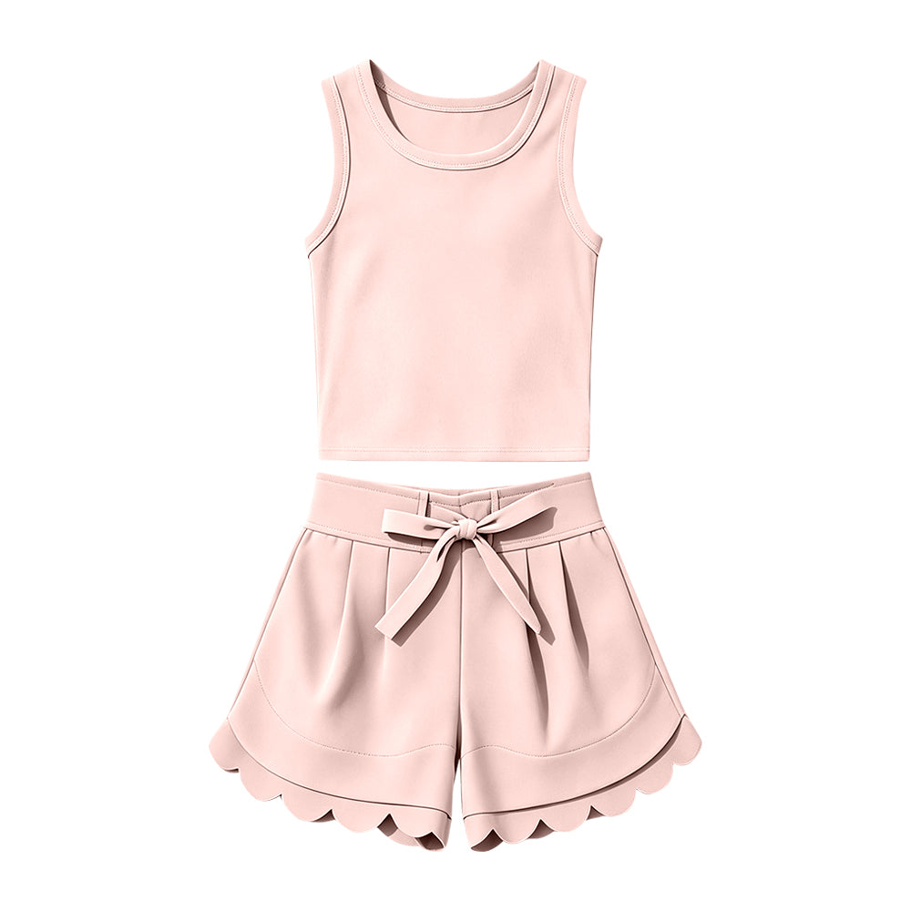 preorder GSSO3780 Yoga Pink Sleeveless Shorts Girls Set