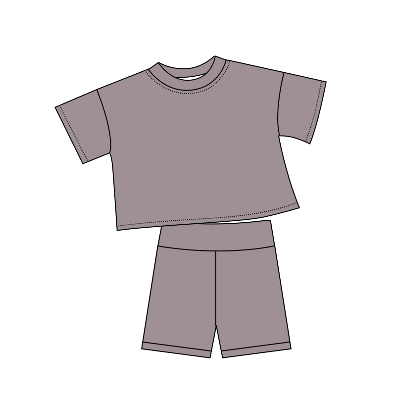 preorder GSSO3793 Dark Grey Short Sleeve Shorts Girls Set