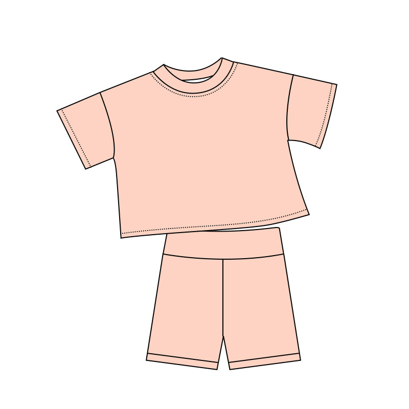 preorder GSSO3798 Light Pink Short Sleeve Shorts Girls Set