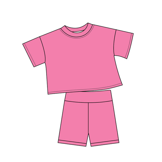 preorder GSSO3800 Hot Pink Short Sleeve Shorts Girls Set