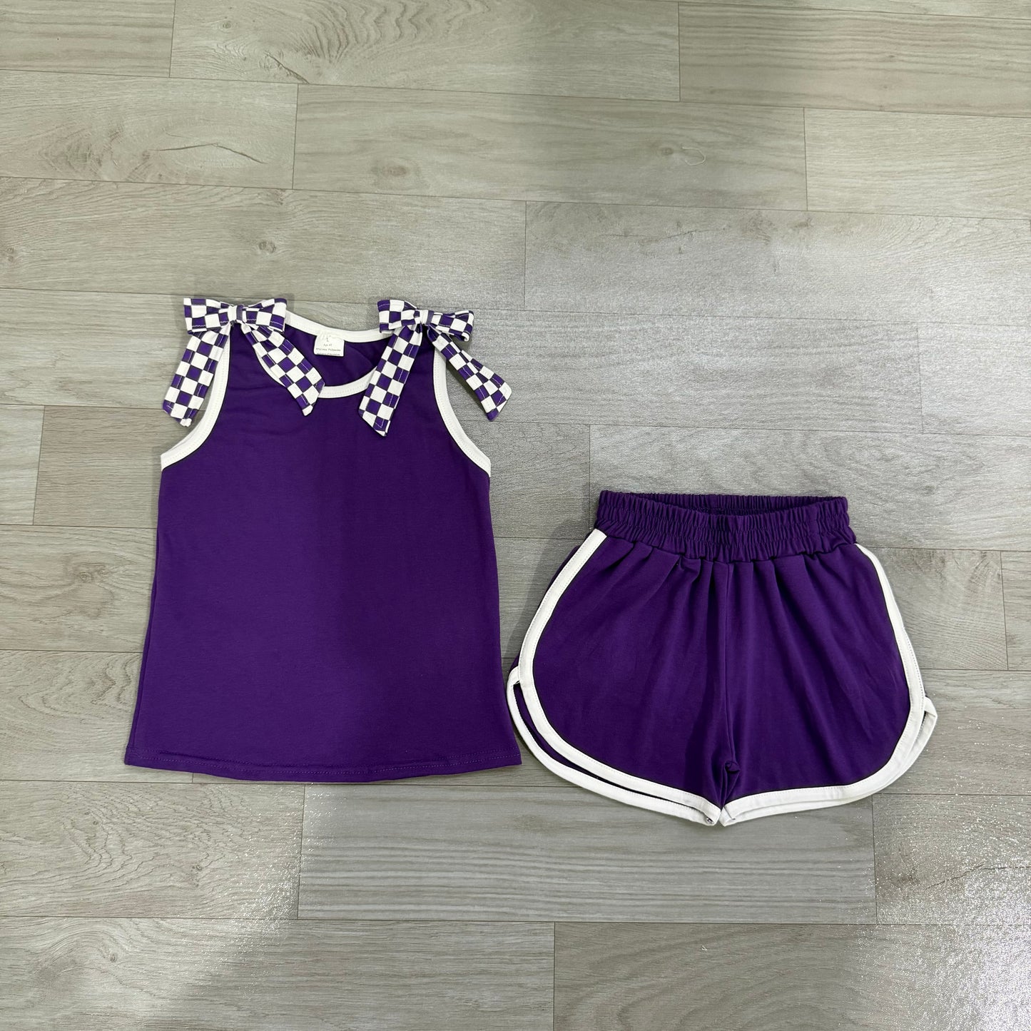 preorder Samples GSSO3814 Purple Sleeveless Shorts Girls Set