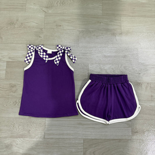 preorder Samples GSSO3814 Purple Sleeveless Shorts Girls Set