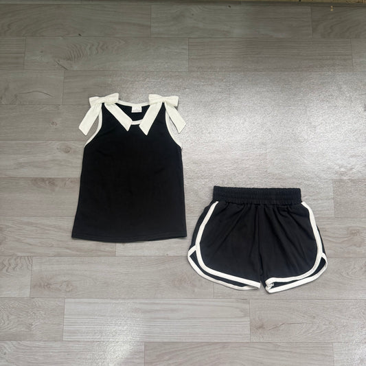 preorder Samples GSSO3817 Black Sleeveless Shorts Girls Set