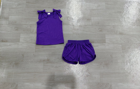 preorder Samples GSSO3818 Purple Sleeveless Shorts Girls Set