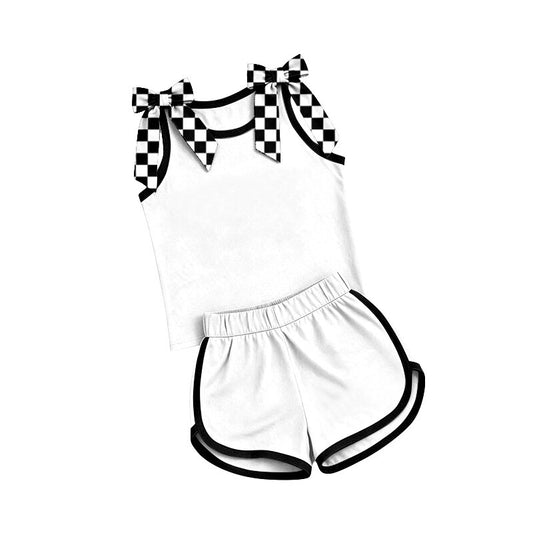 preorder GSSO3819 White Sleeveless Shorts Girls Set