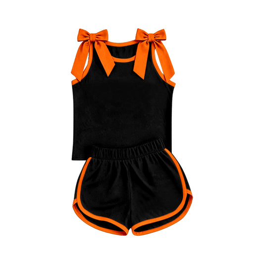 preorder GSSO382 Black Sleeveless Shorts Girls Set
