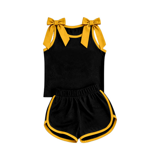 preorder GSSO383 Black Sleeveless Shorts Girls Set