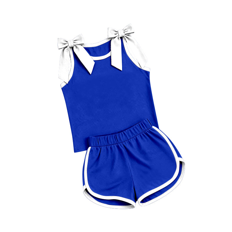 preorder GSSO3824 Blue Sleeveless Shorts Girls Set