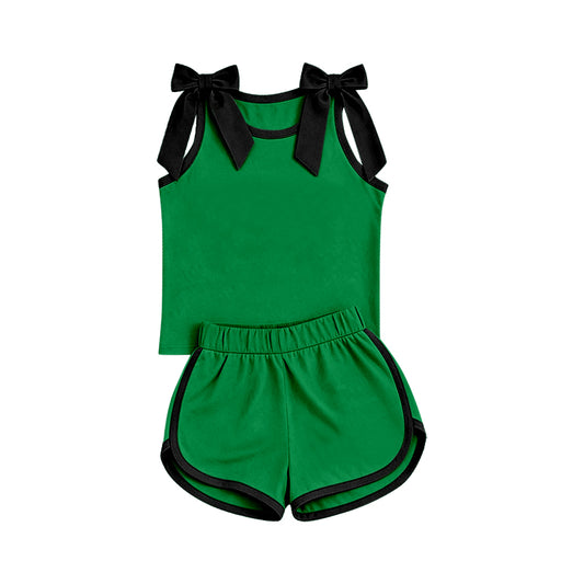 preorder GSSO3825 Green Sleeveless Shorts Girls Set