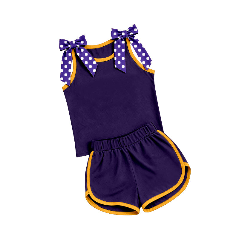 preorder GSSO382 Purple Sleeveless Shorts Girls Set