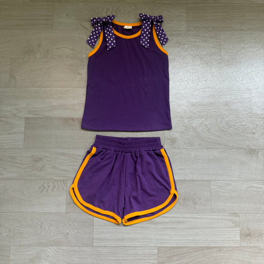 preorder Samples GSSO3826 Purple Sleeveless Shorts Girls Set