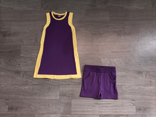 preorder Samples GSSO3844 Yoga Purple Sleeveelss With Shorts Girls Set GDS4253+SS0958