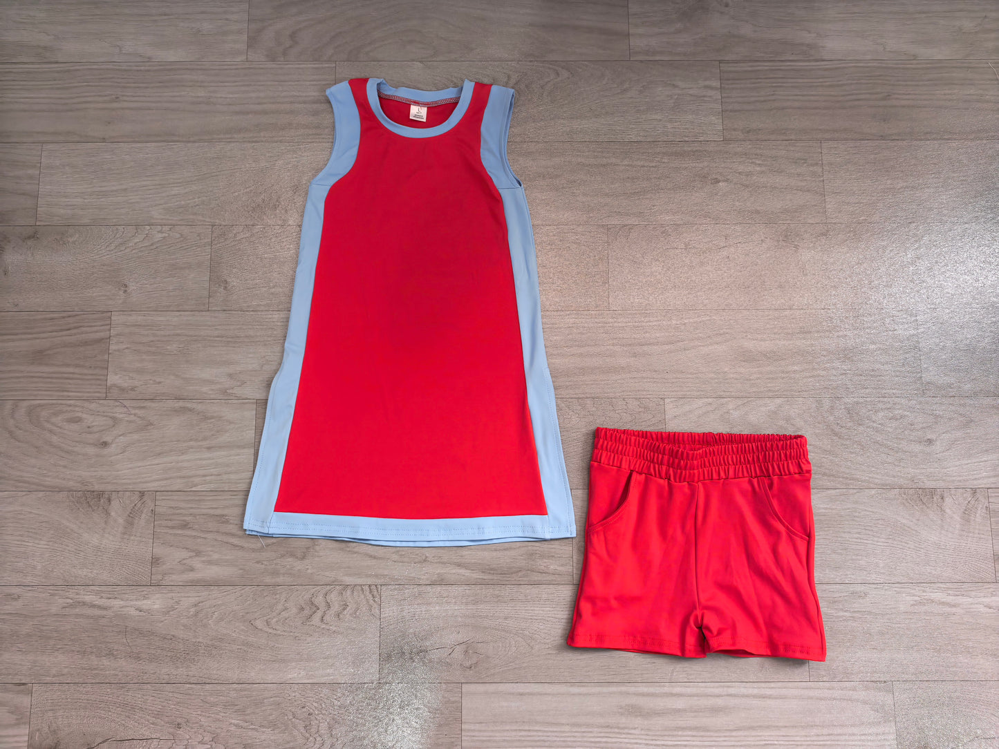 preorder Samples GSSO3846 Yoga Red Sleeveelss With Shorts Girls Set GDS4255+SS0960