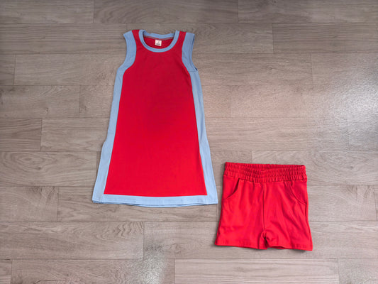 preorder Samples GSSO3846 Yoga Red Sleeveelss With Shorts Girls Set GDS4255+SS0960