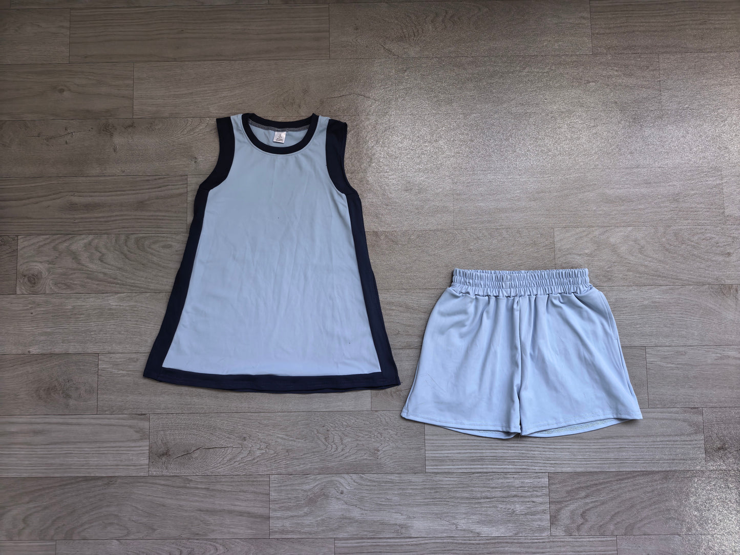 preorder Samples GSSO3847 Yoga Blue Sleeveelss With Shorts Girls Set
