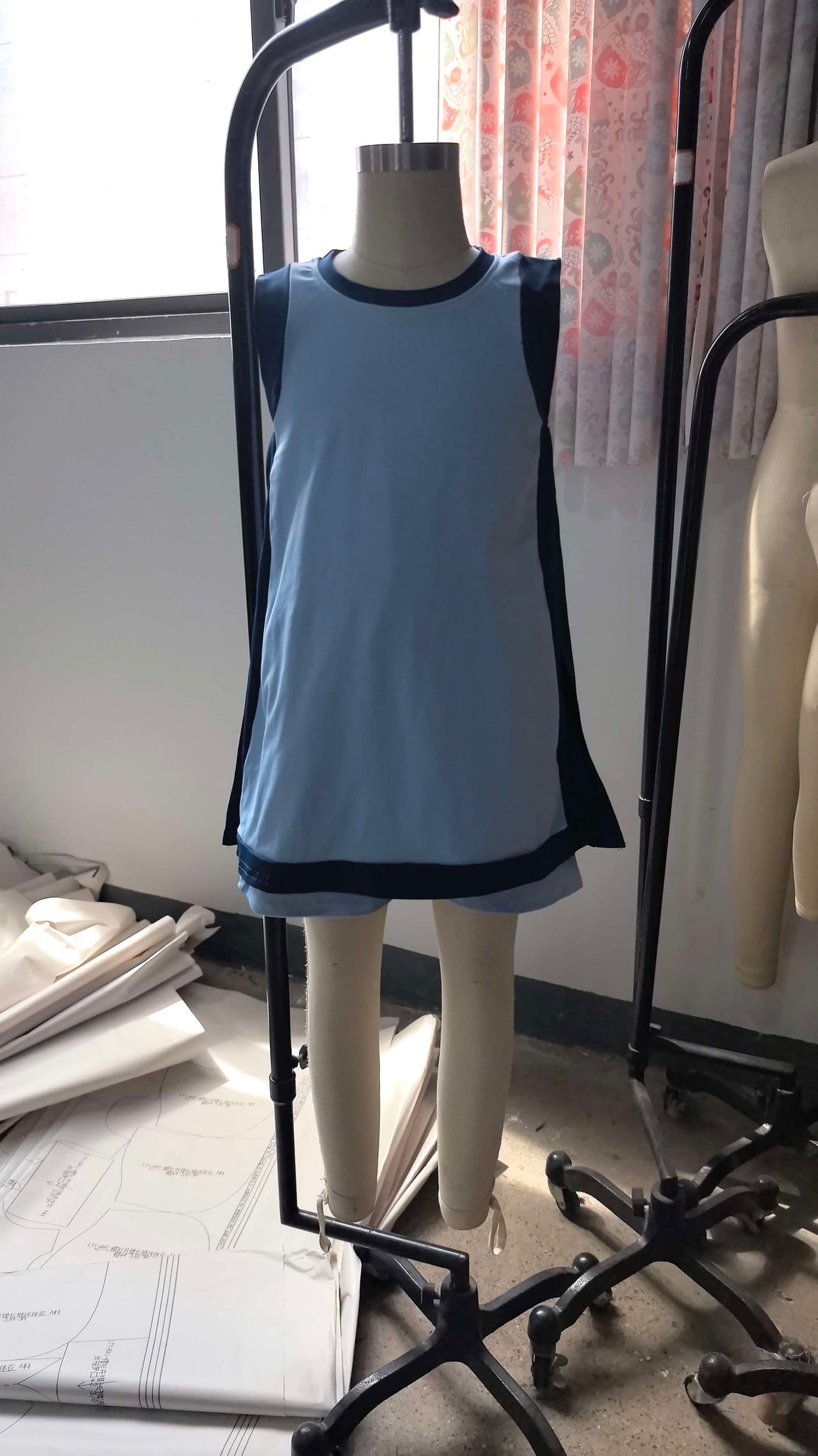 preorder Samples GSSO3847 Yoga Blue Sleeveelss With Shorts Girls Set