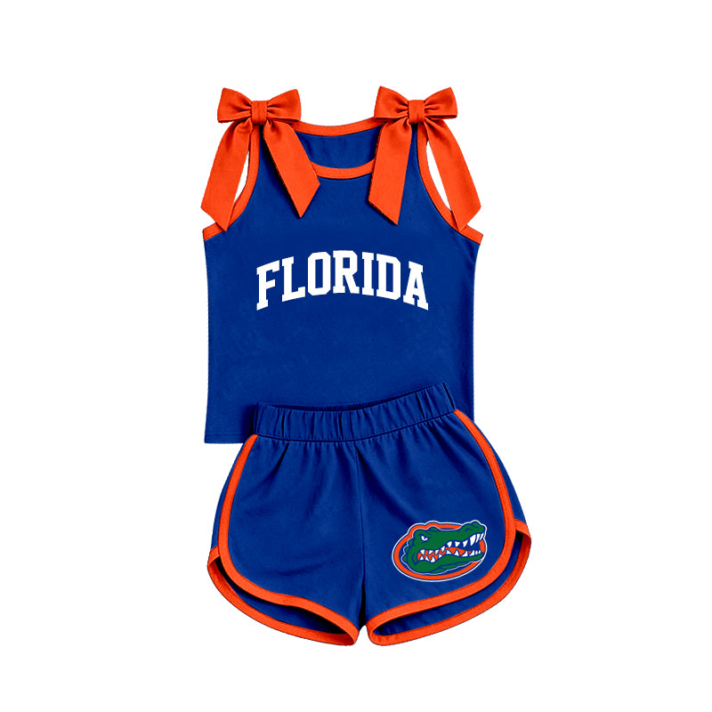 preorder GSSO3860 FLORIDA Blue Sleeveless Shorts Girls Set