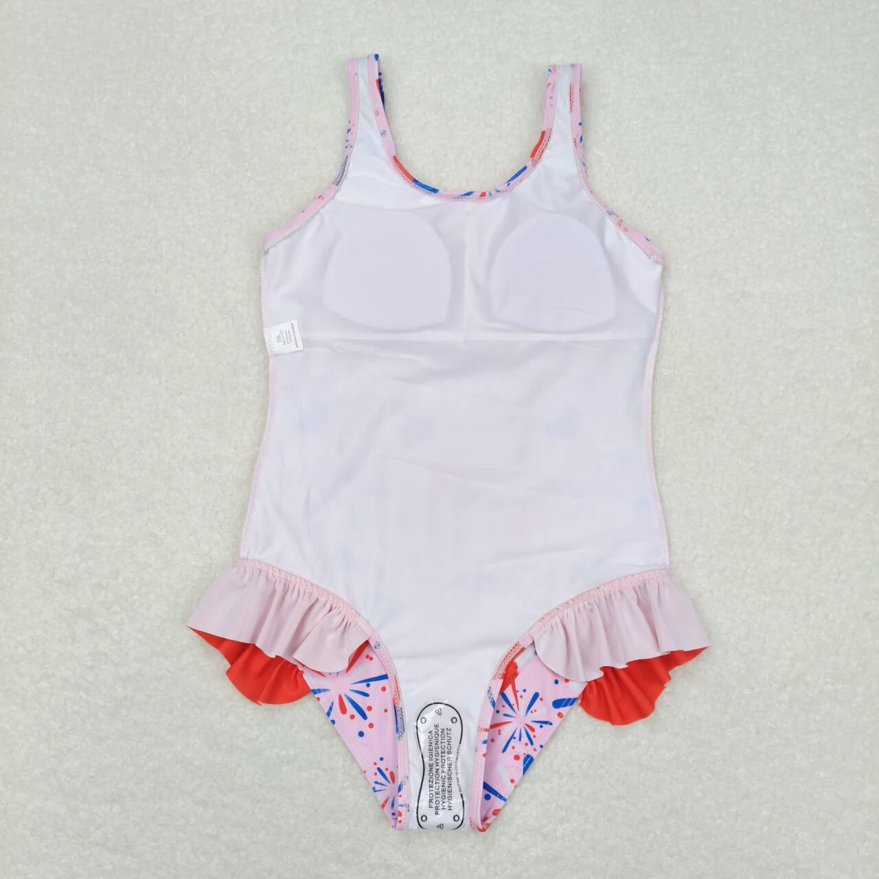 S0333 July 4th ice firework pink sleeveless girls swimsuits