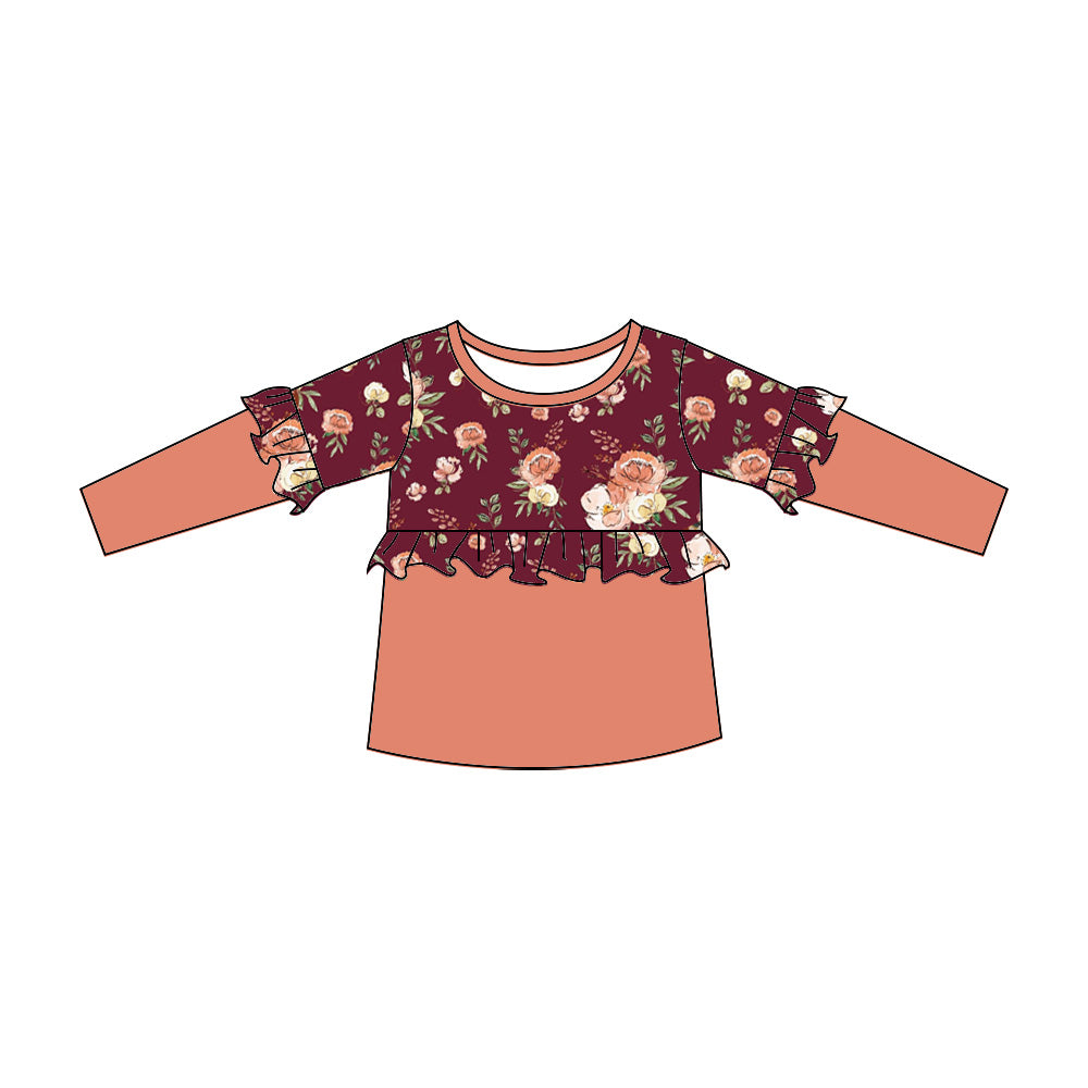 preorder GT0210 Colorful Flowers Long Sleeves Girls Top