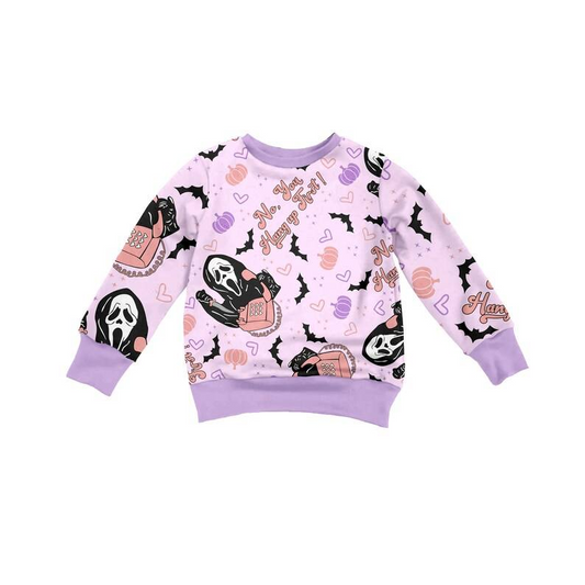 preorder GT0224 Halloween No You Hang Up First Purple Long Sleeves Girls Top