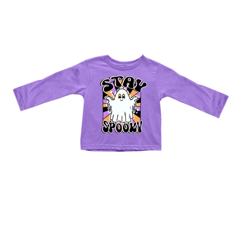 preorder GT0240 Halloween Spooky Purple Long Sleeve Girls Top Kids Clothes